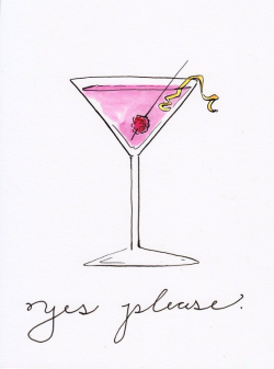 Cosmo Cocktail Illustration Print by PaigeClarkPrints on ...