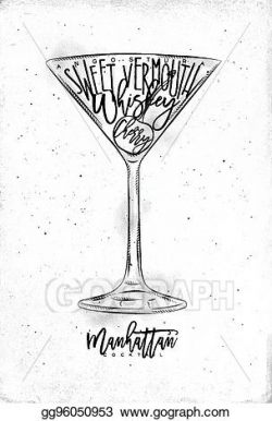 Vector Stock - Manhattan cocktail. Clipart Illustration ...