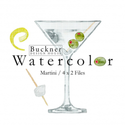 WATERCOLOR Martini Cocktail Clipart - Martini with Olives - Gin Cocktail -  Hand painted - Instant Download - Martini Clipart - JPG and PNG