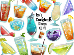 Watercolor Cocktails Clipart - Mixed Drink Download - Instant Download -  Fancy Beverages - Alcoholic Drinks