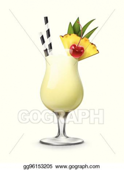 Vector Clipart - Pina colada cocktail. Vector Illustration ...
