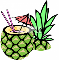 Tropical Cocktail in a Pineapple Clip Art Picture ...