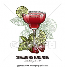 Vector Art - Strawberry margarita cocktail with berries. EPS ...