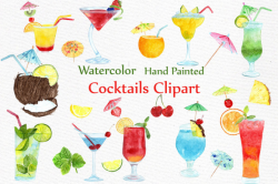Watercolor Cocktails clipart SUMMER CLIPART Drinks Clipart Summer fruits  Cocktail Clip Art