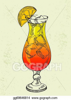 Clip Art Vector - Cocktail tequila sunrise with ice. Stock ...