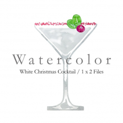 WATERCOLOR White Christmas Cocktail Clipart - Christmas Martini - White  Cocktail - Winter Coctail - Hand painted - Download - JPG and PNG