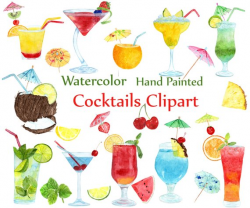 Watercolor Cocktails clipart: 