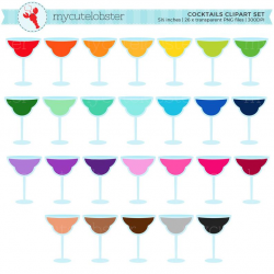 Rainbow Cocktails Clipart Set - drinks clip art, party, cocktails, rainbow  drinks - personal use, small commercial use, instant download