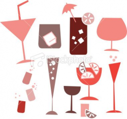 Retro drink alcohol cocktail glasses illustration Royalty ...