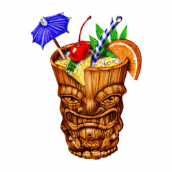 Tiki cocktail drink with umbrella decal, full color drinking sticker,  drinking decals, tiki decal, tiki drink decal, tiki drink, fun decal