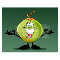 cartoon coconut character mascot charlie happy greeting clipart.  Royalty-free clipart # 397468
