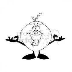 cartoon coconut character mascot charlie happy greeting black white  clipart. Royalty-free clipart # 397895