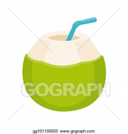 Vector Illustration - Fresh coconut water drink. EPS Clipart ...