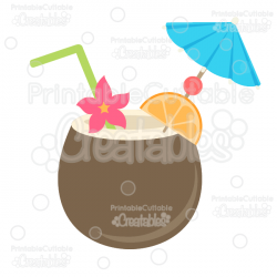 Tropical Coconut Drink SVG Cut File & Clipart