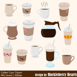 Coffee Clipart, Digital Coffee, Coffee Cups, Coffee Mugs, Latte, Espresso,  Mocha, Frappe, Printable, Commercial Use