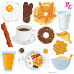 Breakfast Food Digital Clipart, Breakfast Clip art, Donut ...