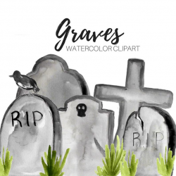 Halloween graves clipart, tombstone, cemetery, dead, coffin, spooky  graphics commercial use