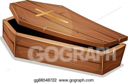Vector Stock - Wood coffin with christian cross. Stock Clip ...