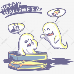 Commercial Halloween Scene Hand Drawn Cute Cartoon Ghost ...