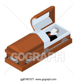 Vector Illustration - Deceased in coffin. dead man lay in ...