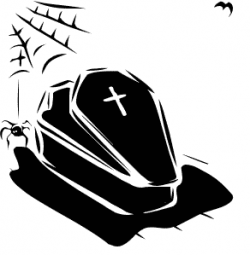 Clip art picture of a creepy black coffin with a white cross ...
