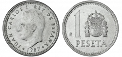 Peseta espanhola (1869-2001) (x) 1 peseta (1982-1989) O: efígie de ...