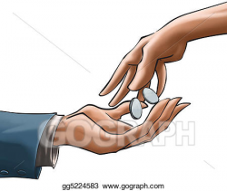 Clipart - Coins and hands. Stock Illustration gg5224583 ...