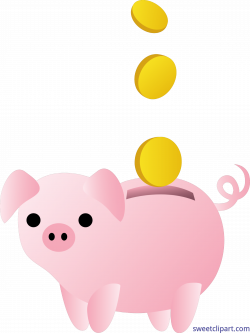 Piggy Bank With Coins Clip Art - Sweet Clip Art