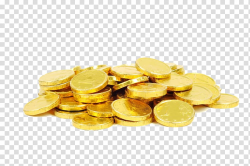 Gold-colored coins, Chocolate coin Gold coin Christmas, Pile ...