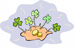St Patrick's Day Shamrock and Gold Coins - Vector Image