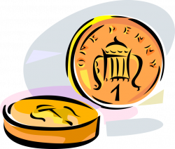 British One Penny Pence Coin - Vector Image