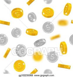 Vector Art - Flying gold and silver dollars coins. Clipart ...