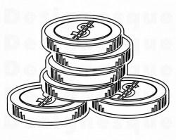 Coins Outline SVG, Money Svg, Coins Svg, Coins Clipart, Coins Files for  Cricut, Coins Cut Files For Silhouette, Coins Dxf, Png, Eps, Vector