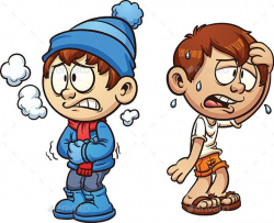 Hot and cold boy. Vector clip art illustration with simple ...