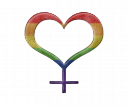 Lesbian Pride Design. Rainbow colored heart shaped female gender ...