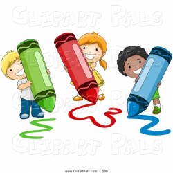 Pal Clipart Of A Happy Group Of Diverse School Kids Coloring With ...