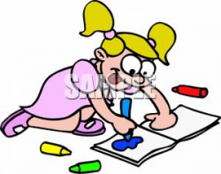 Little Girl Coloring Clipart