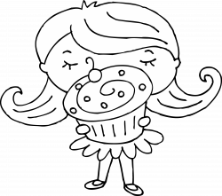 Cupcake Girl Coloring Page - Free Clip Art