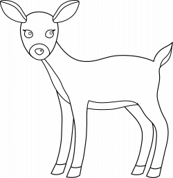 Cute Deer Line Art - Free Clip Art
