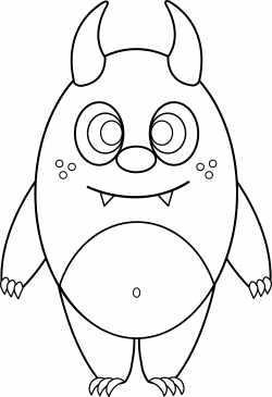 Silly Little Monster Coloring Page - Free Clip Art