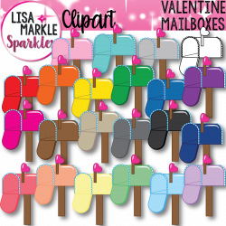Valentine's Day Mailbox Rainbow Colors with Hearts Clipart | Planner ...