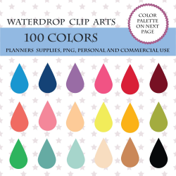 100 Colors Clip Art, 100 Teardrop cliparts, Raindrop clipart ...