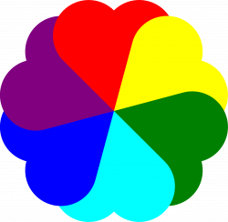 Clipart - Flowerheart rainbow colors