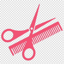 Red scissors and comb illustration, Comb Scissors ...
