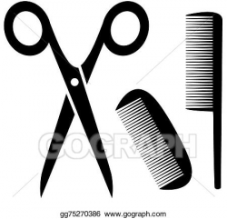 Clip Art Vector - Barber tools icon with scissors and comb ...