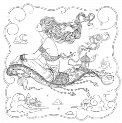 Line Artsy - Free adult coloring page - Flying Carpet (lined ...