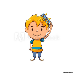 Kid combing hair - Buy this stock vector and explore similar ...