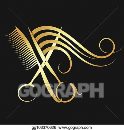 Vector Clipart - Hairdressing scissors and comb with hair ...