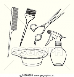 Vector Illustration - Hairdresser objects like scissors ...