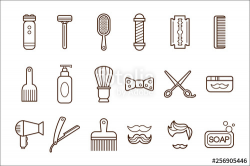 Vector set of barber shop elements. Electric shaver and ...